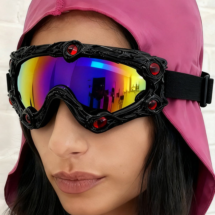 Futurystyczne damskie gogle narciarskie z filtrem UV pod kask