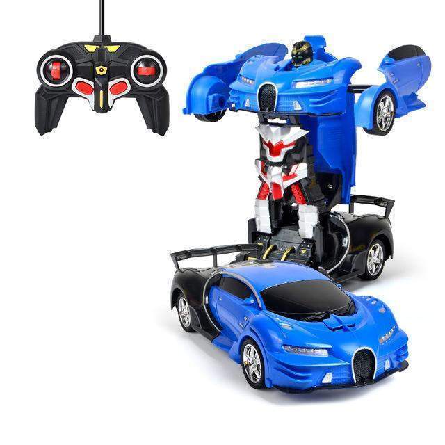 Zdalnie sterowane auto zmieniające się w robota ze światłami