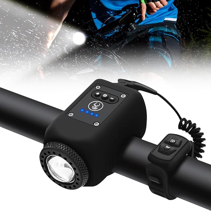 Kramano™ Klakson rowerowy 110 dB z lampką przednią na USB – 2w1, wodoodporny