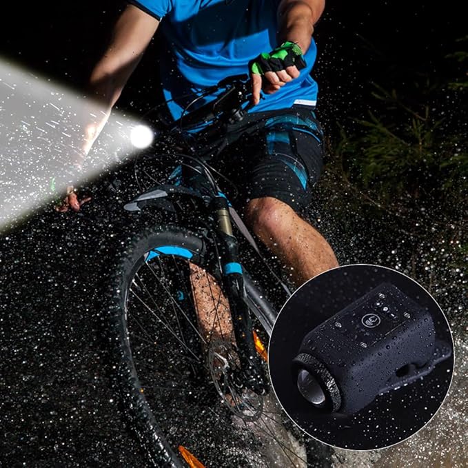 Kramano™ Klakson rowerowy 110 dB z lampką przednią na USB – 2w1, wodoodporny