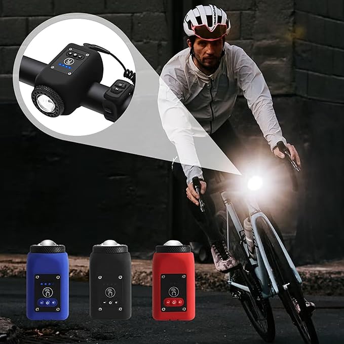 Kramano™ Klakson rowerowy 110 dB z lampką przednią na USB – 2w1, wodoodporny