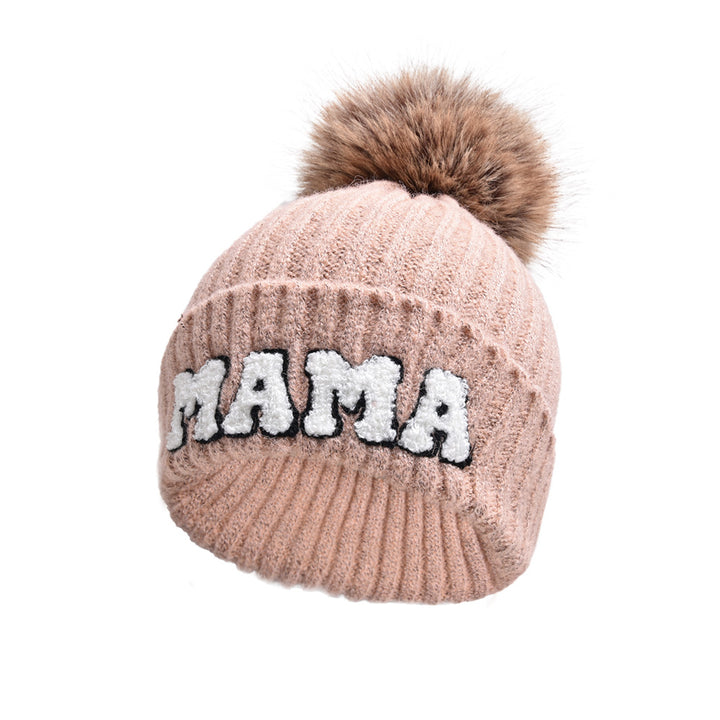 Czarne czapki MAMA i MINI z pomponem