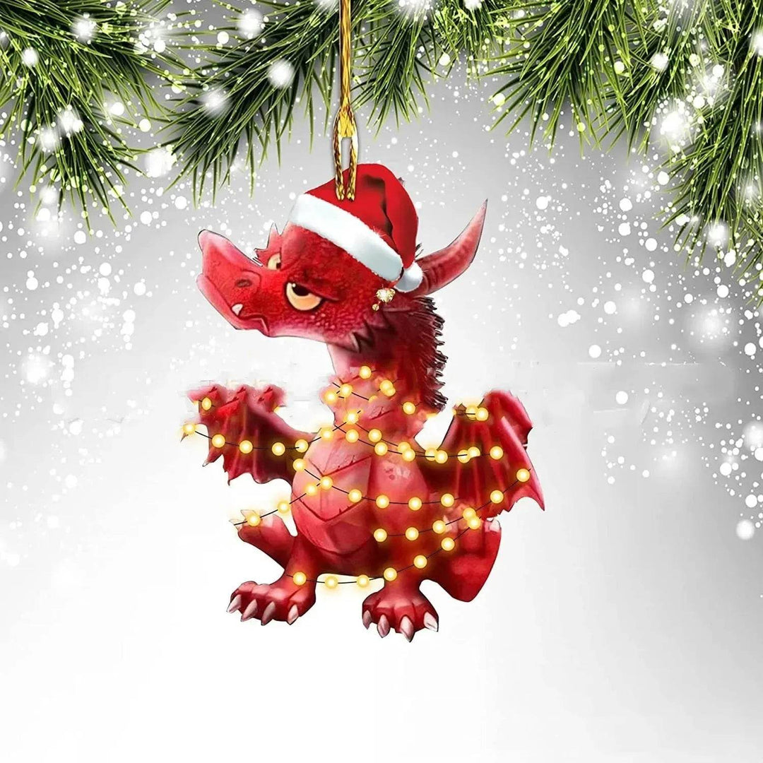 Akrylowa zawieszka na choinkę dinozaur i smocze jajo – 8 cm