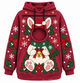 Bluza świąteczna z kotem w przedniej kieszonce