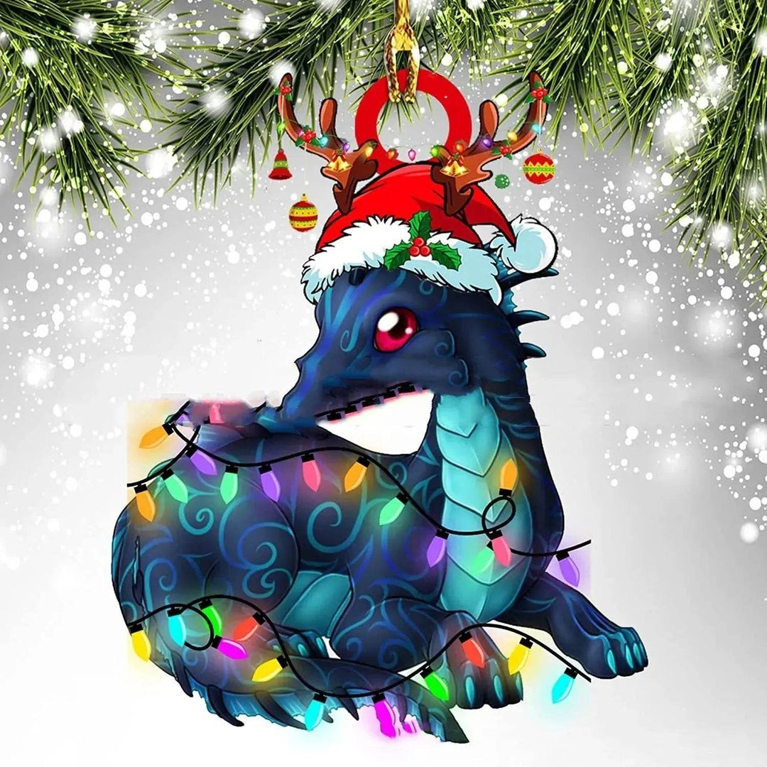 Akrylowa zawieszka na choinkę dinozaur i smocze jajo – 8 cm