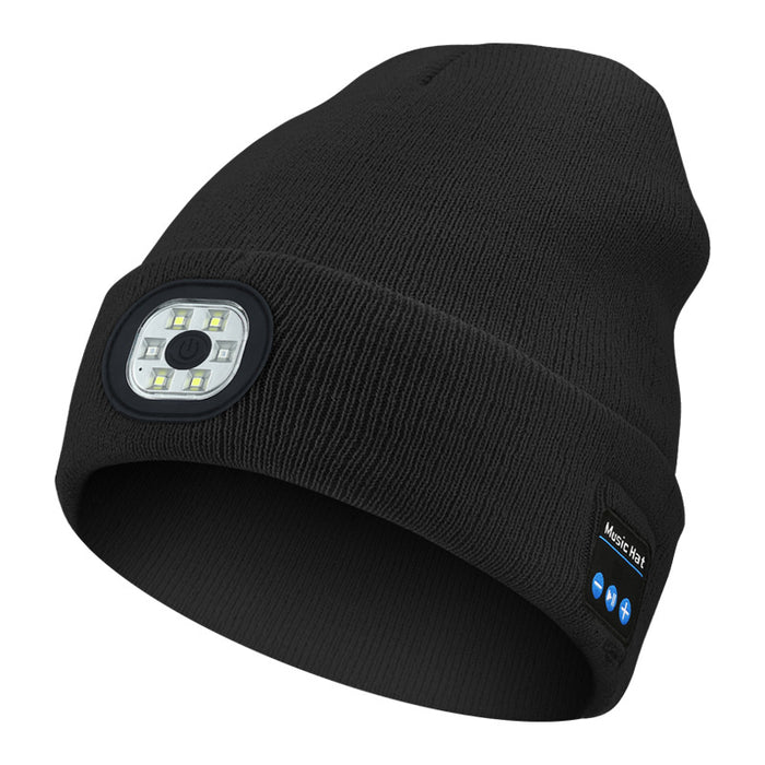 Kramano  Czapka z latarką LED i słuchawkami Bluetooth