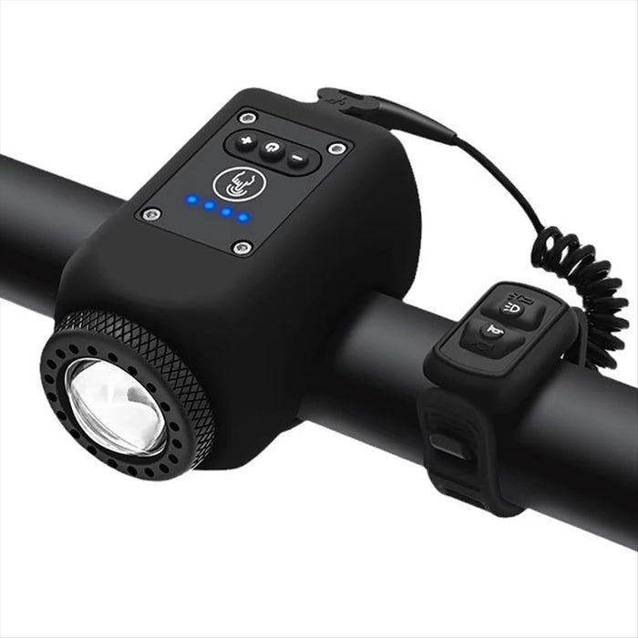 Kramano™ Klakson rowerowy z lampką przednią 110 dB i pilotem