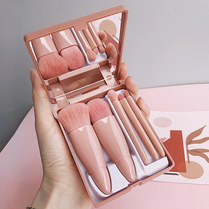 Kramano™ Mini zestaw pędzli do makijażu z lusterkiem w etui