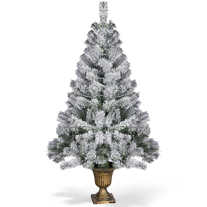 Kramano  Ośnieżona choinka 122 cm w doniczce z lampkami