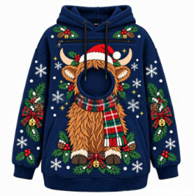 Bluza świąteczna z kotem w przedniej kieszonce