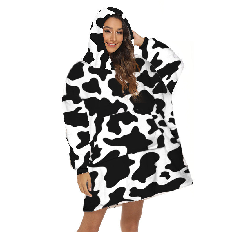 Flanelowa bluza-koc oversize z kapturem