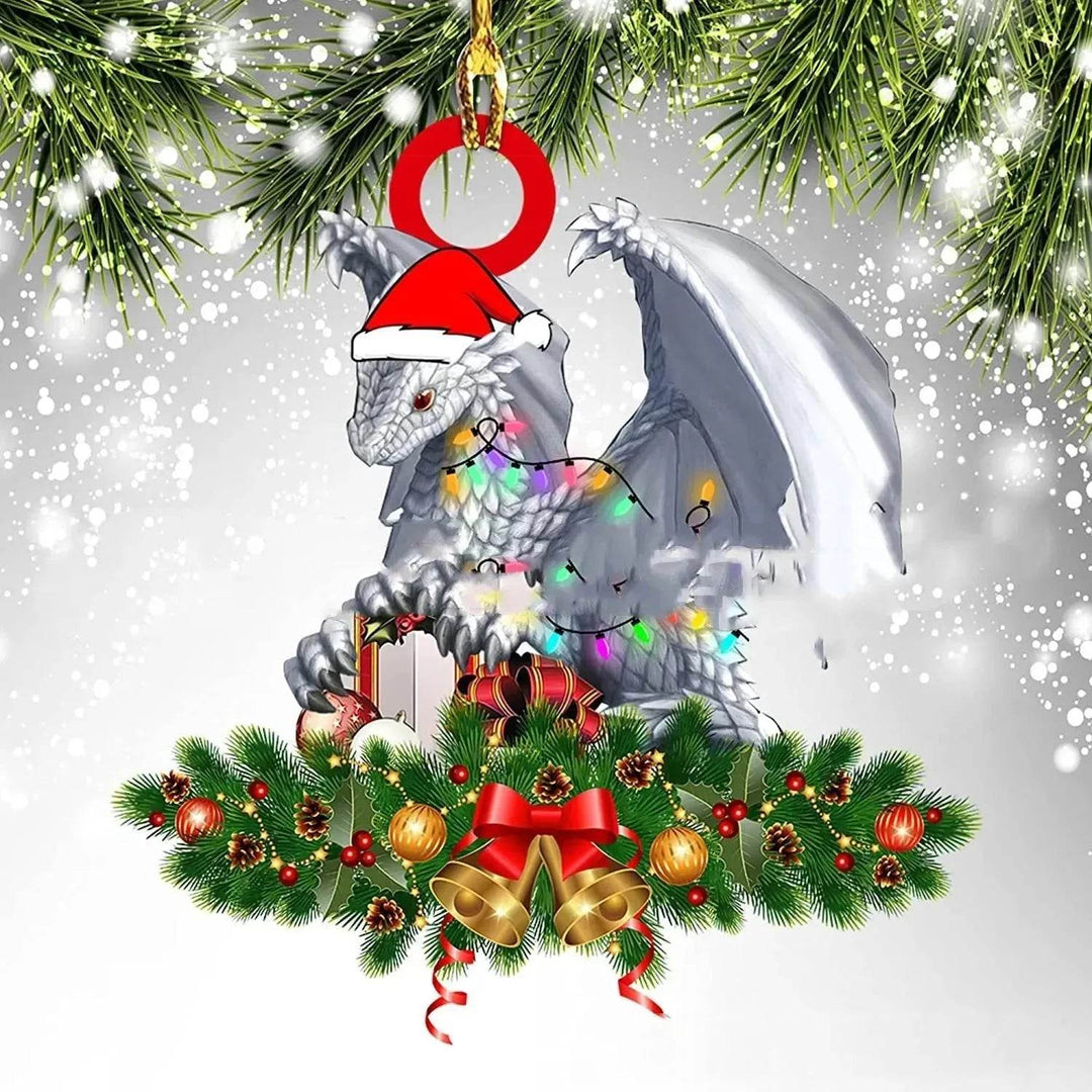 Akrylowa zawieszka na choinkę dinozaur i smocze jajo – 8 cm