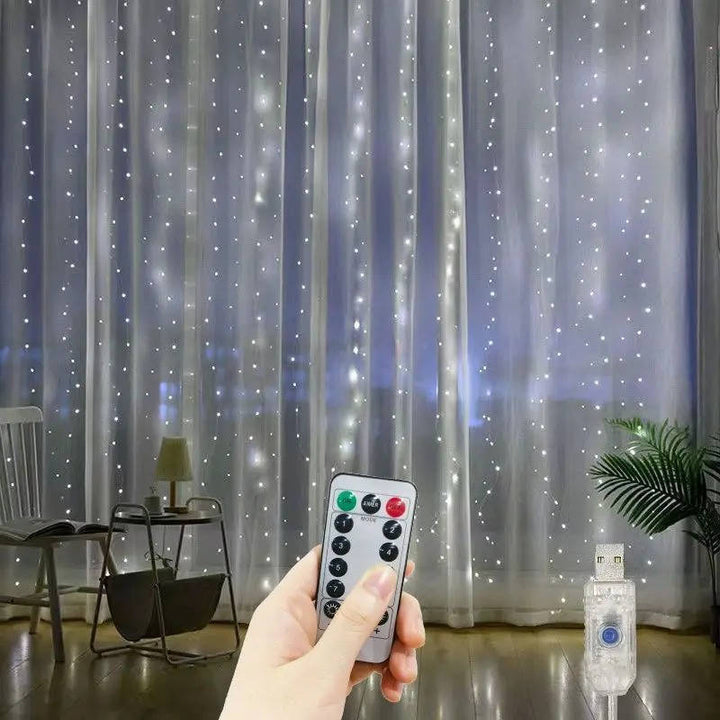 Kramano™ Kurtyna świetlna LED na USB z pilotem na ścianę i okno