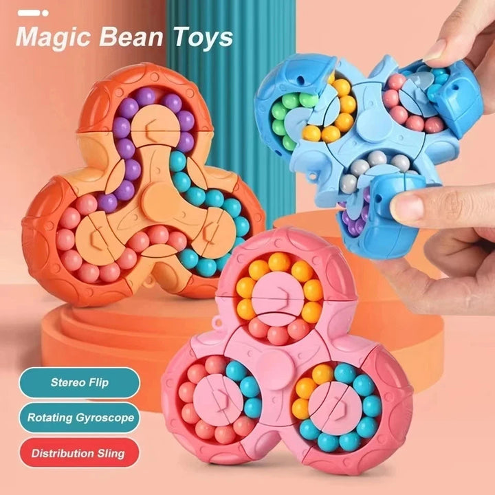Obrotowa zabawka fidget z sześcioma ściankami i kulkami