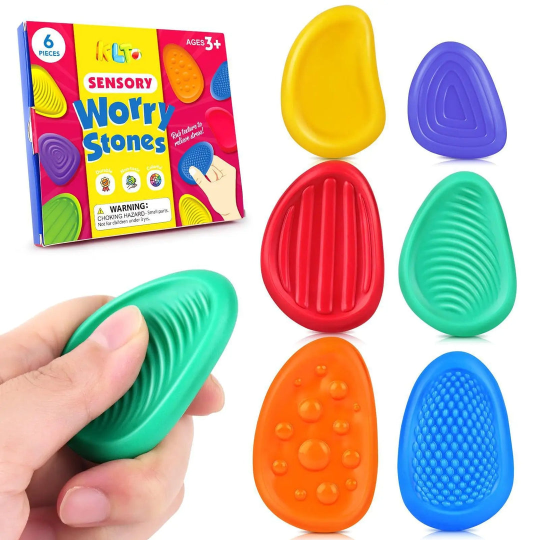 Sensoryczne kamienie fidget z silikonu, zestaw 6 szt. dla dzieci