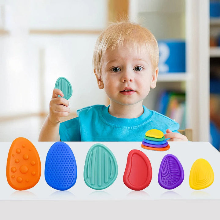 Sensoryczne kamienie fidget z silikonu, zestaw 6 szt. dla dzieci