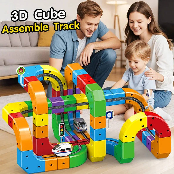 Kramano™ Magnetyczny tor kolejowy z elektryczną ciuchcią na akumulator