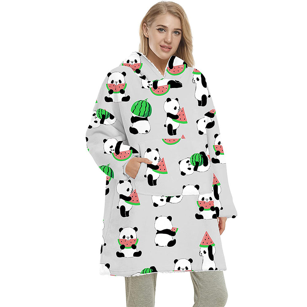 Flanelowa bluza-koc oversize z kapturem