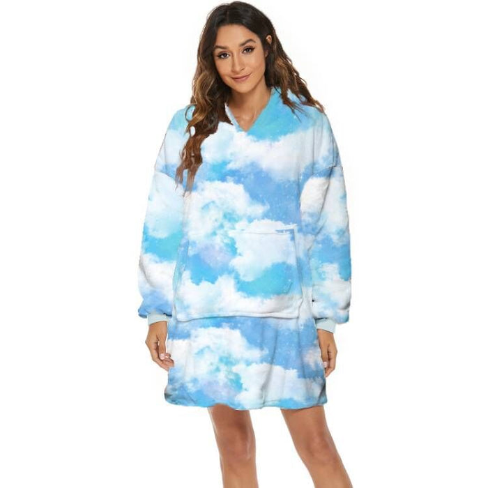Kramano  Bluza-koc oversize z kapturem w zabawne wzory