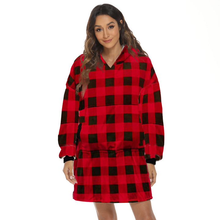 Flanelowa bluza-koc oversize z kapturem