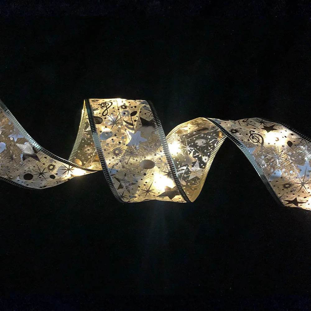 Kramano™ Dwuwarstwowa wstążka świąteczna z 50 lampkami LED