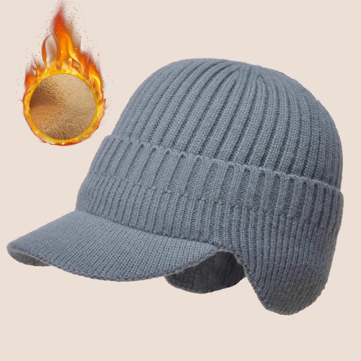 Kramano™ Męska czapka zimowa z dzianiny z nausznikami i daszkiem