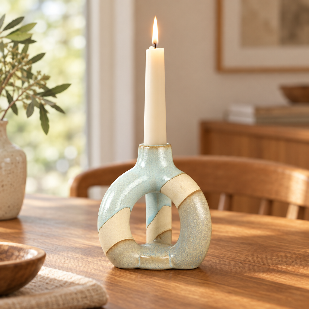 Ceramiczny świecznik na świece stołowe w nordyckim stylu