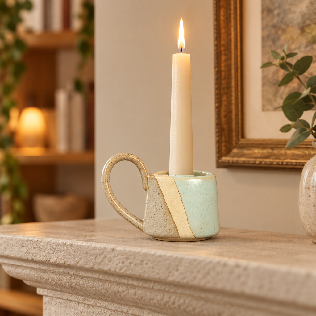 Ceramiczny świecznik na świece stołowe w nordyckim stylu