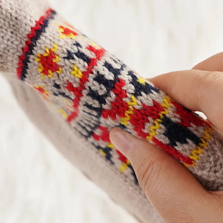Kramano™ Ocieplane skarpety w płatki śniegu z antypoślizgową podeszwą