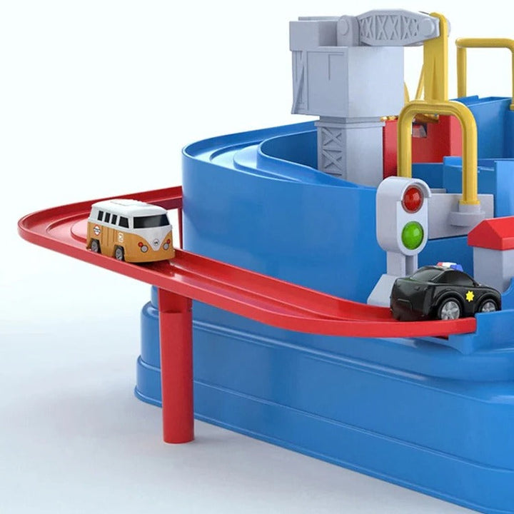 Kramano™ Mechaniczny tor samochodowy z dźwigniami, przyciskami i rampami