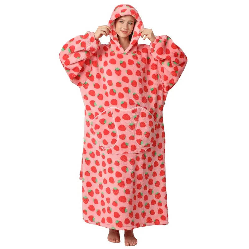 Kramano™ Bluza-koc oversize z sherpą, długimi rękawami i kapturem