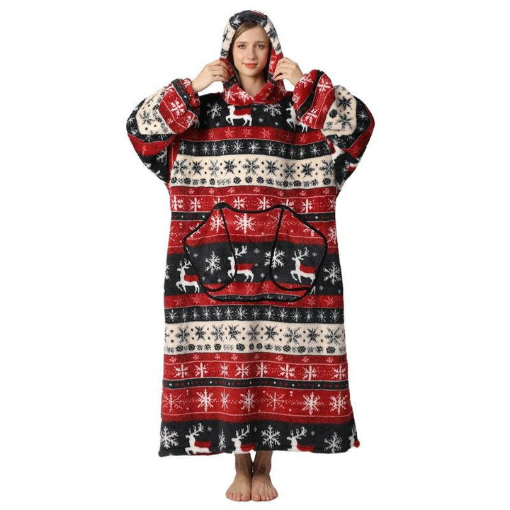 Kramano™ Bluza-koc oversize z sherpą, długimi rękawami i kapturem