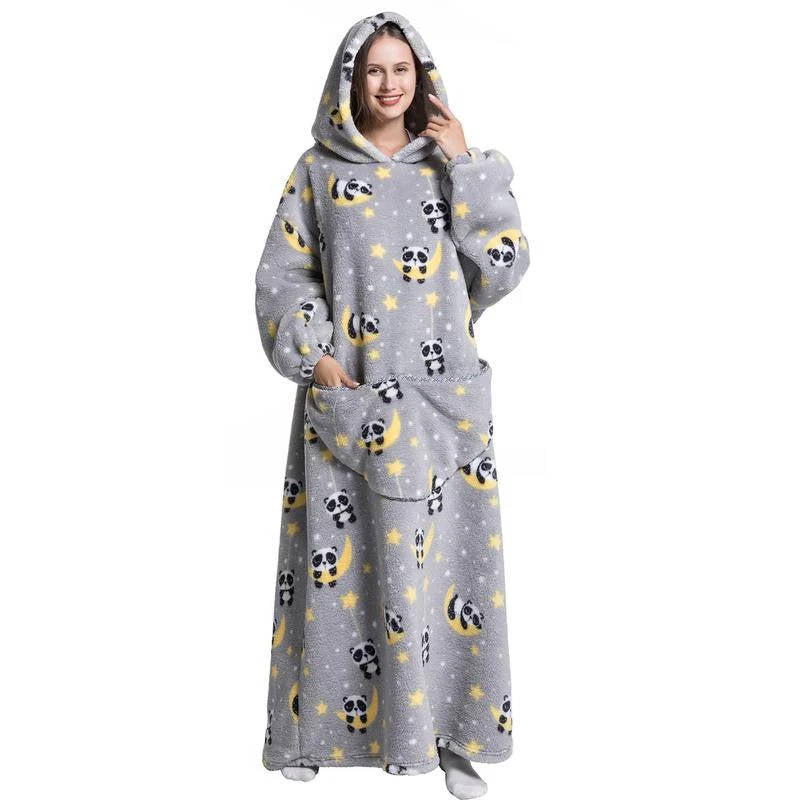 Kramano™ Bluza-koc oversize z sherpą, długimi rękawami i kapturem