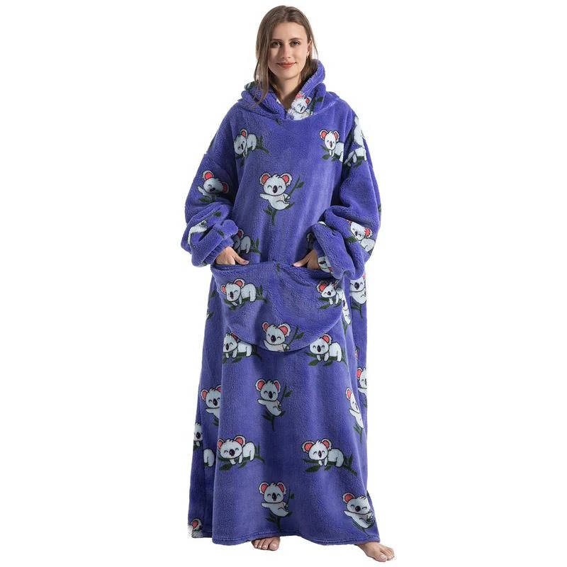Kramano™ Bluza-koc oversize z sherpą, długimi rękawami i kapturem