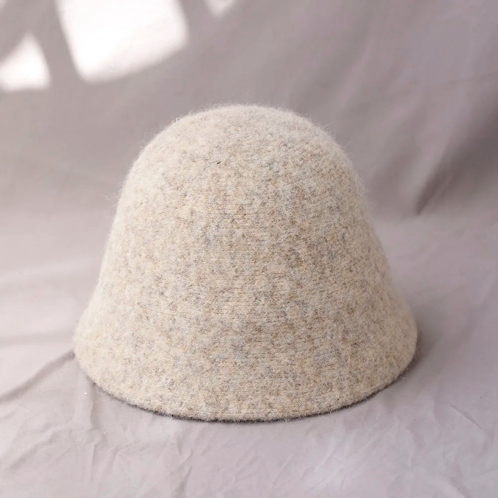 Damski wełniany kapelusz bucket hat w stylu vintage