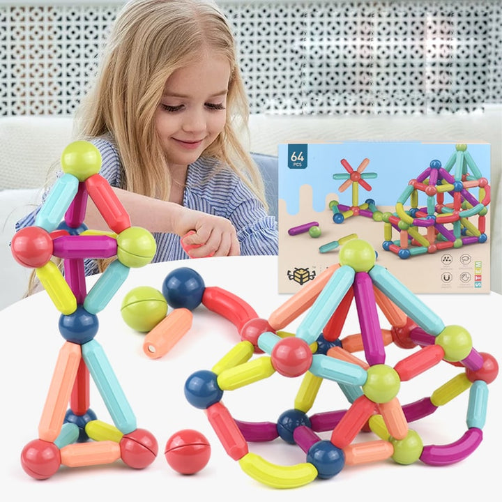 Magnetyczne klocki z patyczków i kulek do budowania 3D