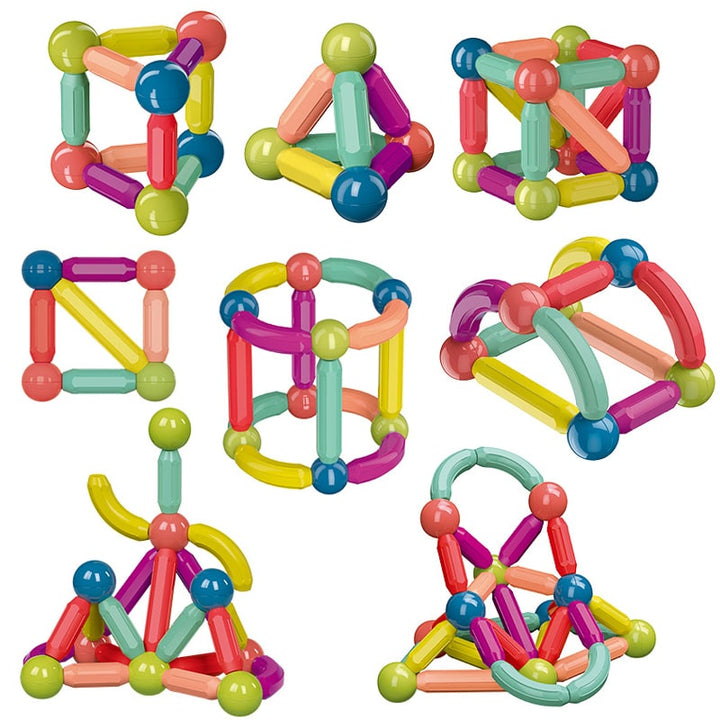 Magnetyczne klocki z patyczków i kulek do budowania 3D