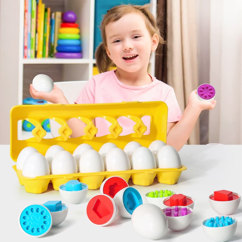Kramano™ Jajka do dopasowywania kształtów – sorter z 12 jajkami