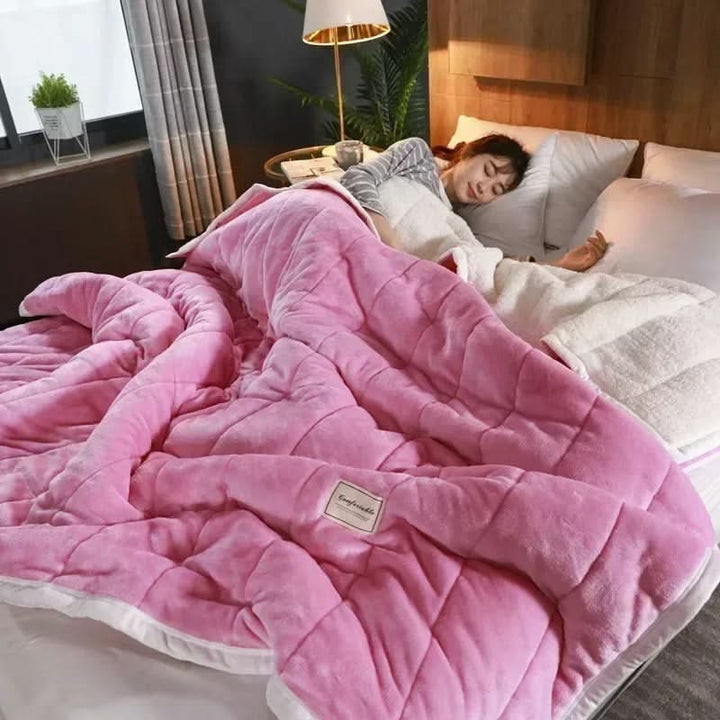 Kramano™ Gruby koc z polaru coral fleece i flaneli na zimę