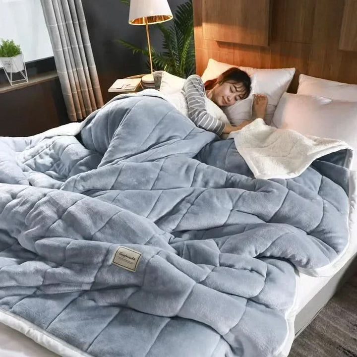 Kramano™ Gruby koc z polaru coral fleece i flaneli na zimę