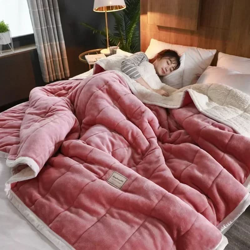 Kramano™ Gruby koc z polaru coral fleece i flaneli na zimę