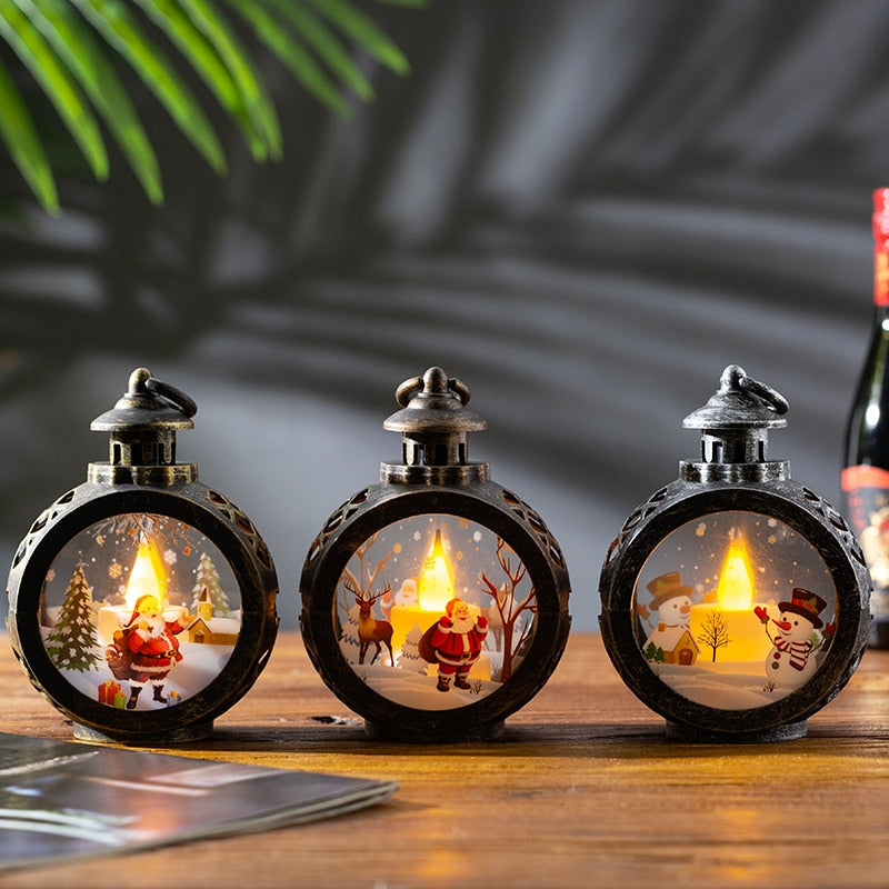 Kramano™ Szklany lampion LED z bałwanem lub Mikołajem
