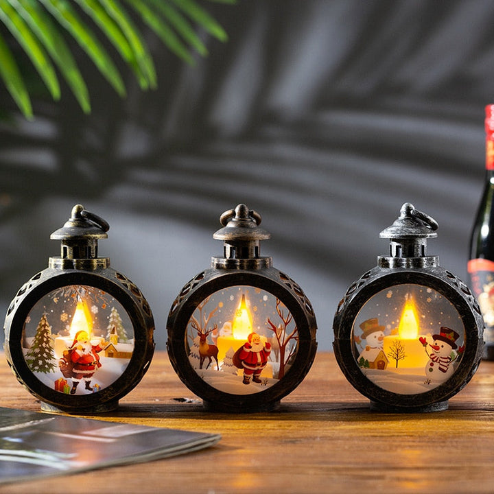 Kramano™ Szklany lampion LED z bałwanem lub Mikołajem