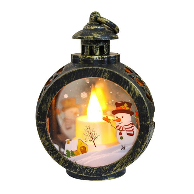 Kramano™ Szklany lampion LED z bałwanem lub Mikołajem