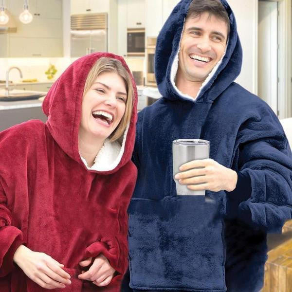 Kramano™ Bluza-koc z polarem, dużym kapturem i kieszenią