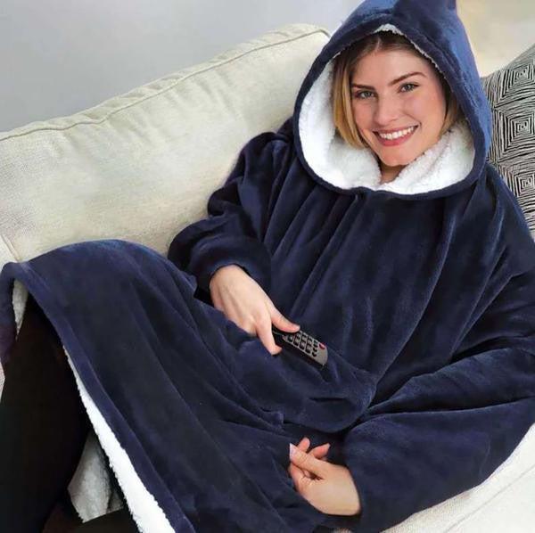 Kramano™ Bluza-koc z polarem, dużym kapturem i kieszenią