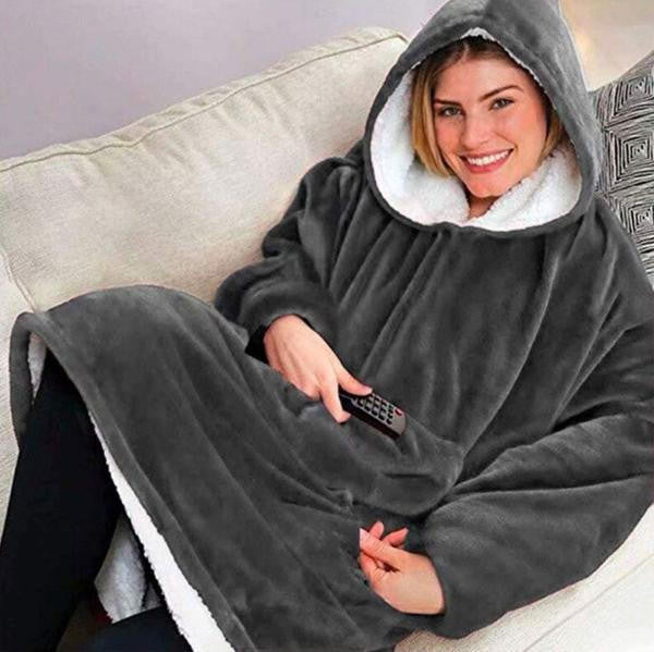 Kramano™ Bluza-koc z polarem, dużym kapturem i kieszenią