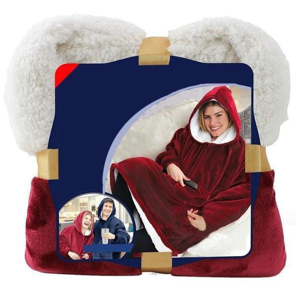 Kramano™ Bluza-koc z polarem, dużym kapturem i kieszenią