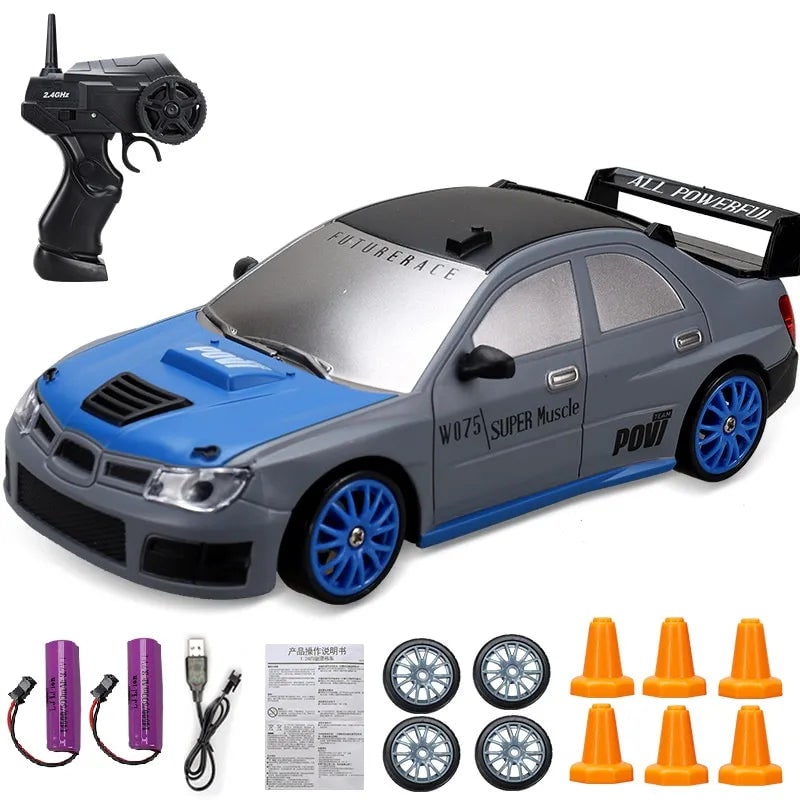Mini samochód RC do driftu z lampami LED i zapasowymi kołami