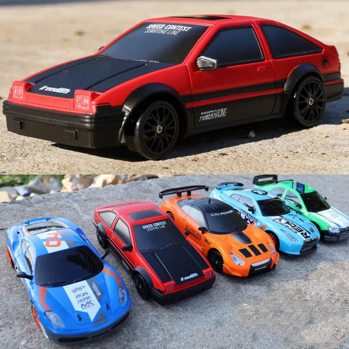 Mini samochód RC do driftu z lampami LED i zapasowymi kołami